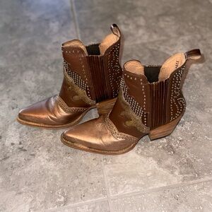 Mezcalero Copper Studded Booties, Size 7.5 (24.5), Barely Worn